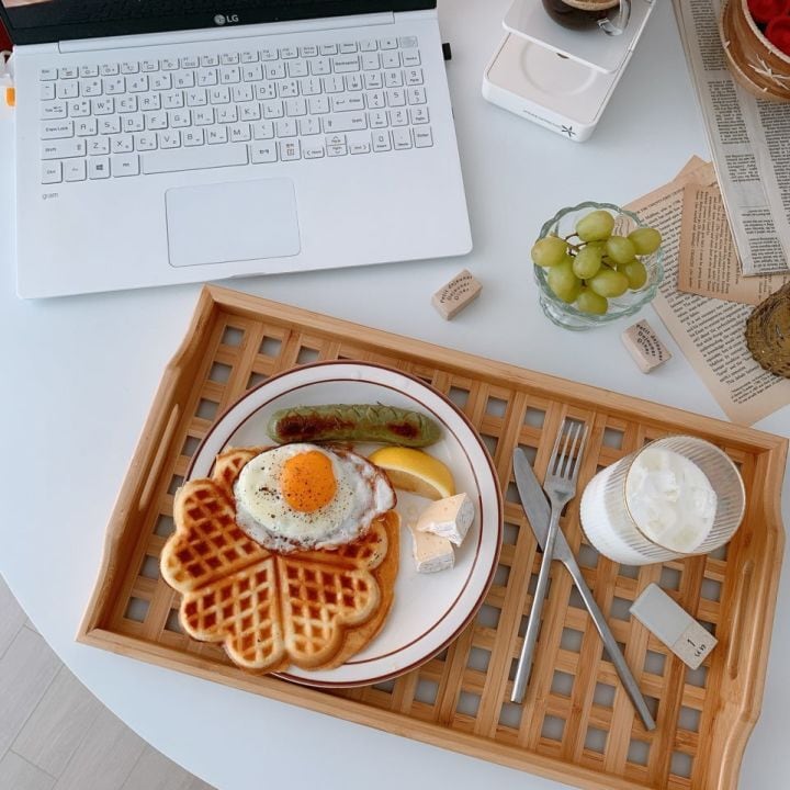 rattan wood home cafe tray / ラタン ウッド ホームカフェ トレー おうちカフェ 韓国 インテリア 雑貨