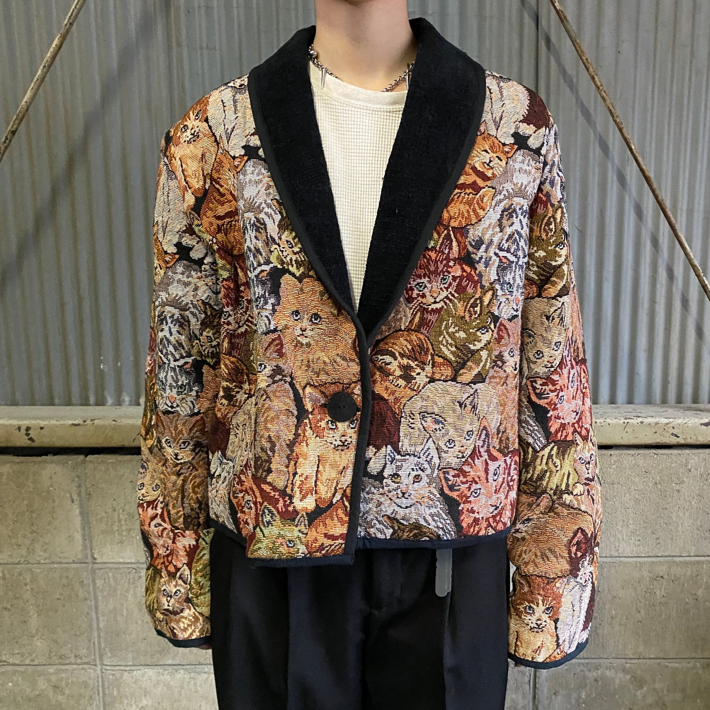☆US古着☆【総柄 物凄 民族 ゴブラン織 デザイン ジャケット/コート  