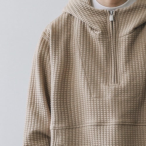 ハーフジップ ワッフルパーカー | Korean unisex fashion セレクト