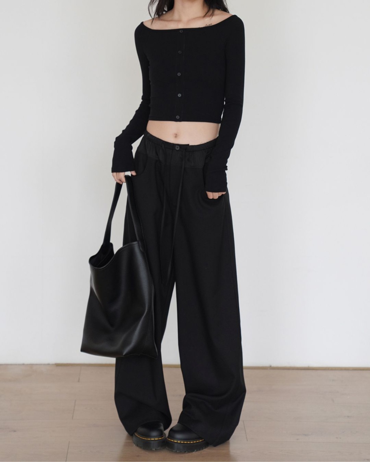 サテンデザインワイドパンツ 2color A0007 - 12