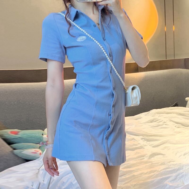 ブルードレス サマースリムショートスカート 大人ガーリー スウィート キュート カジュアル 夏物 スーパーモール41198605465