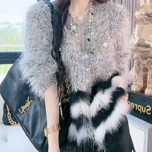 La Mode ファー付きニットコート ファー付カーディガン La Mode ファー付きニットコート ファー付カーディガン