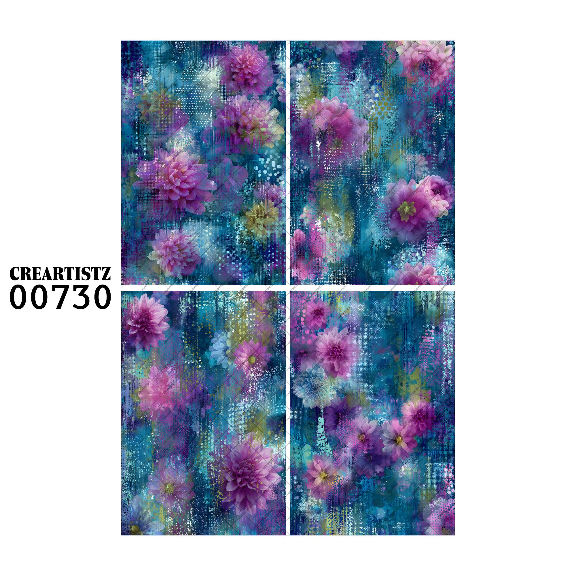 00730 背景 コラージュ素材 オリジナル 12枚セット (4種類×3枚) ペーパー/ステッカー CREARTISTZ