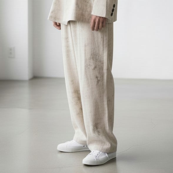 revo. ダメージジャガードタックパンツ（アイボリー）