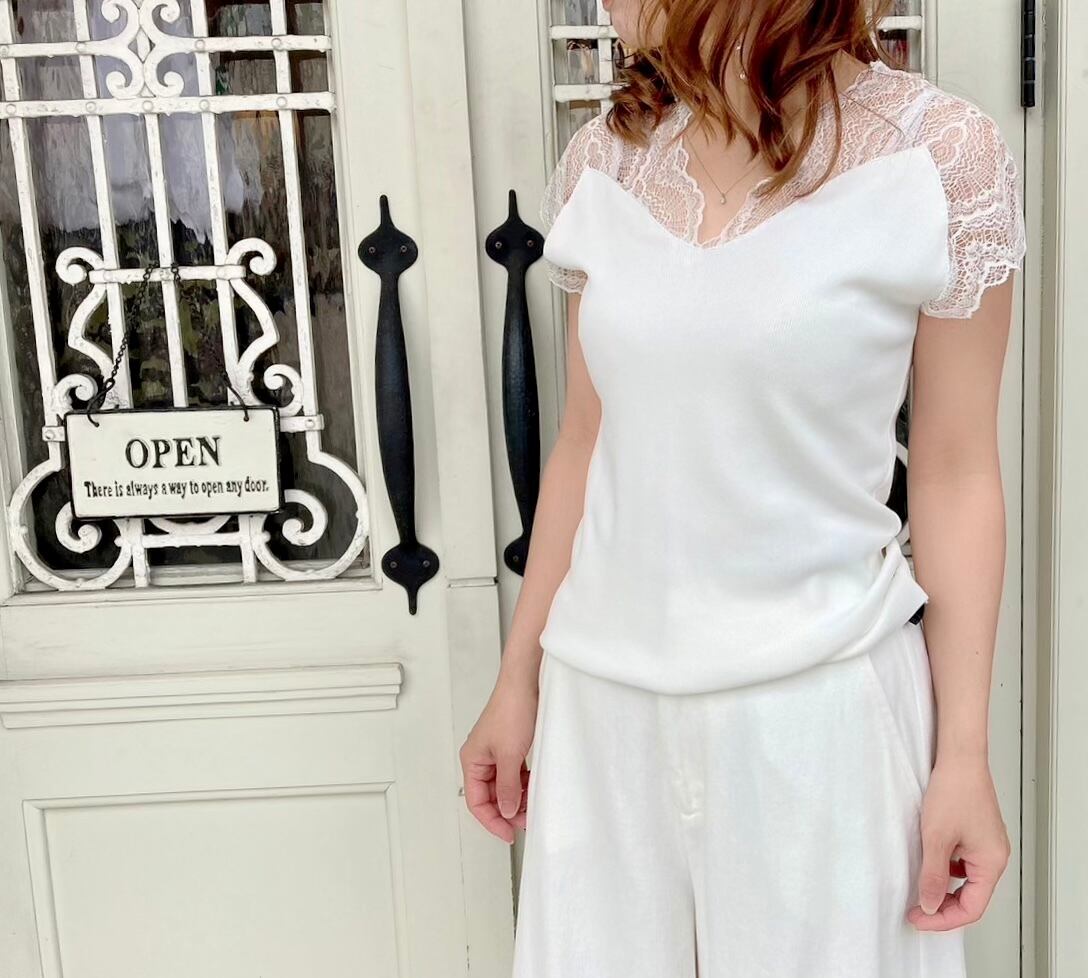 MICALLE MICALLE 再再入荷‼️大人気レースショルダーリブタンク