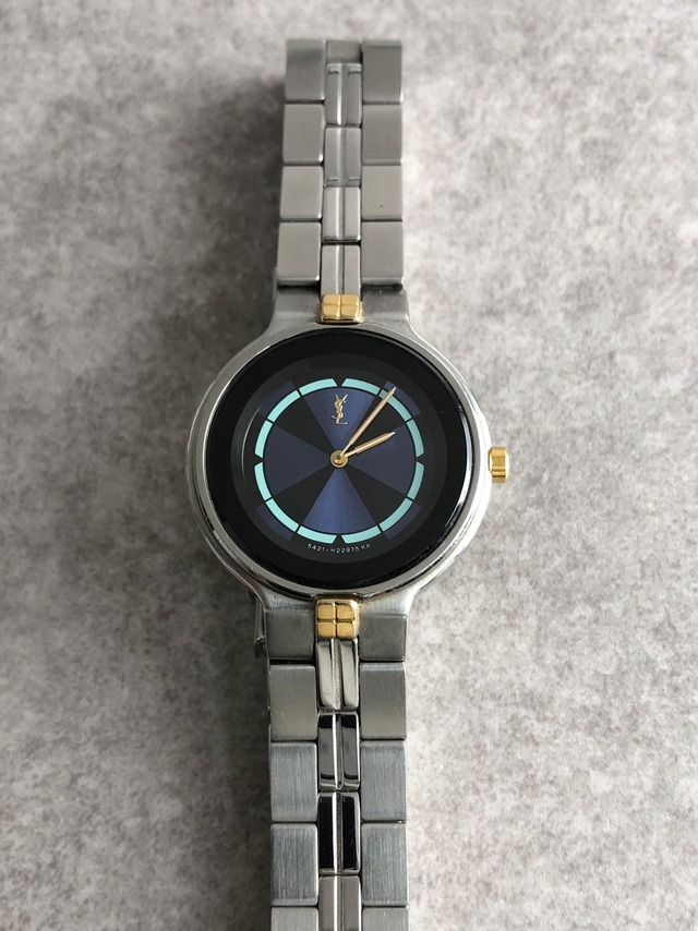 Yves Saint Laurent イヴ・サンローラン 腕時計 シルバー×ブルー YSL ステンレススチール 5421-H13855 クウォーツ vintage ヴィンテージ オールド csc6hf