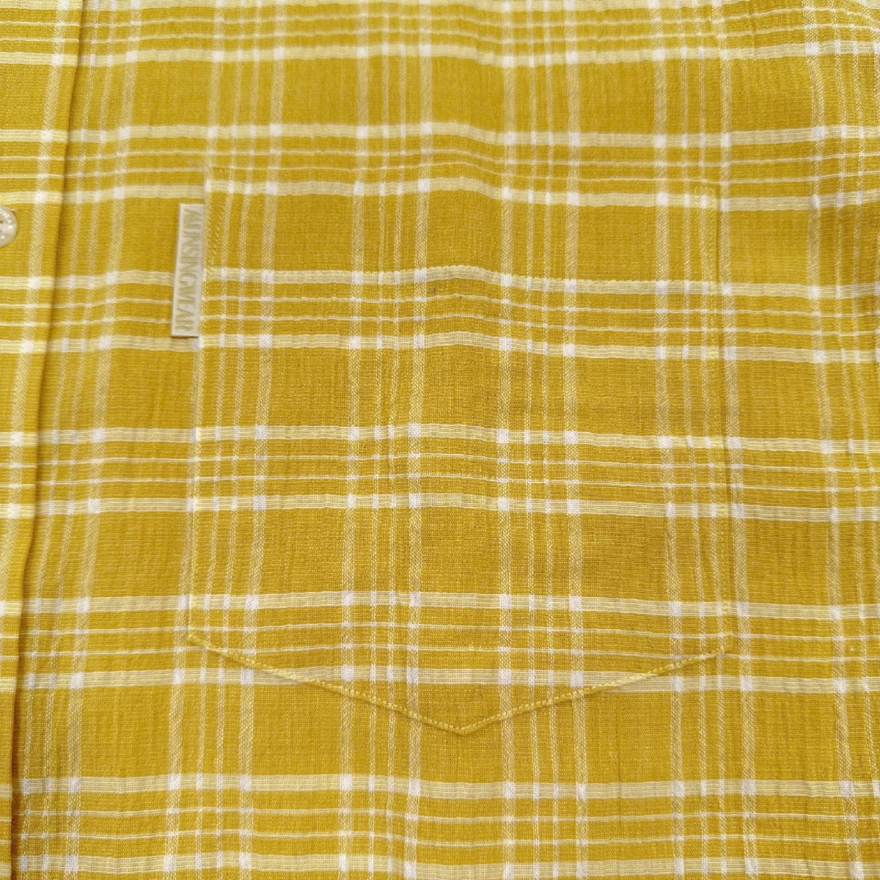 美品◆Munsingwear マンシングウェア シアサッカー ボタンダウン BD チェック柄 半袖シャツ サイズ MA/イエロー系/ゴルフ/日本製