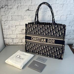 Christian Diorオブリーク ブックトート キャンバス トートバッグ ブルー A-10775