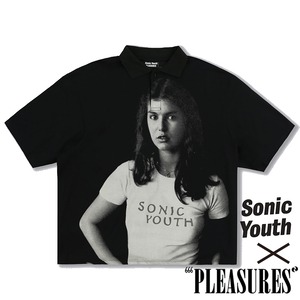 【PLEASURES/プレジャーズ×Sonic Youth/ソニック・ユース】FUNKY DONKEY BOXY POLO ポロシャツ / BLACK / 11615