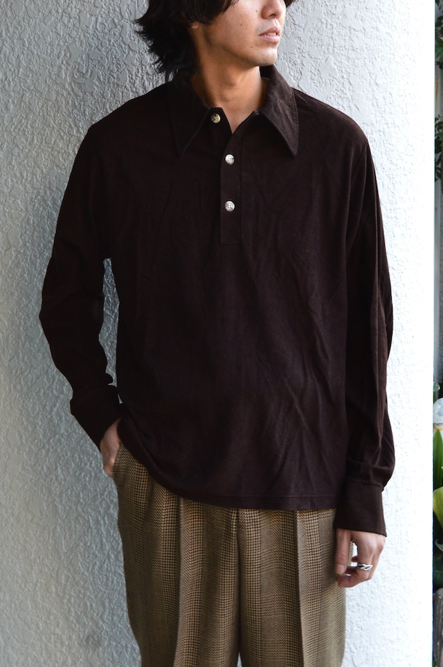 JCPenney 1970's Velveteen Long Sleeve Polo shirt JCペニー 70s 別珍 ポロシャツ シングルステッチ