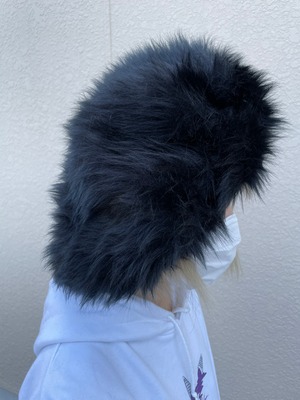 UNFINISHEDビッグシルエットブラックファーベレー帽