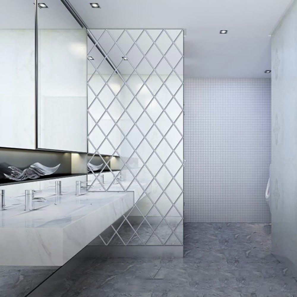 64%OFF!】 ミラーウォール ステッカー １６枚セット 壁貼り シール 浴室 インテリア 鏡