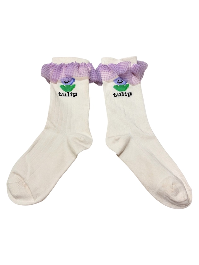 【solmu】フリルチューリップ socks(ホワイト)