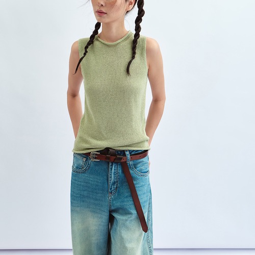 sleeveless knit tank top【5color】  T4464