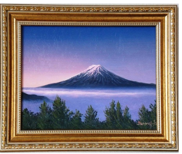 富士山絵画 油絵 油彩 肉筆 風景画 朝焼け富士 F6 LK16G 飾ってみ