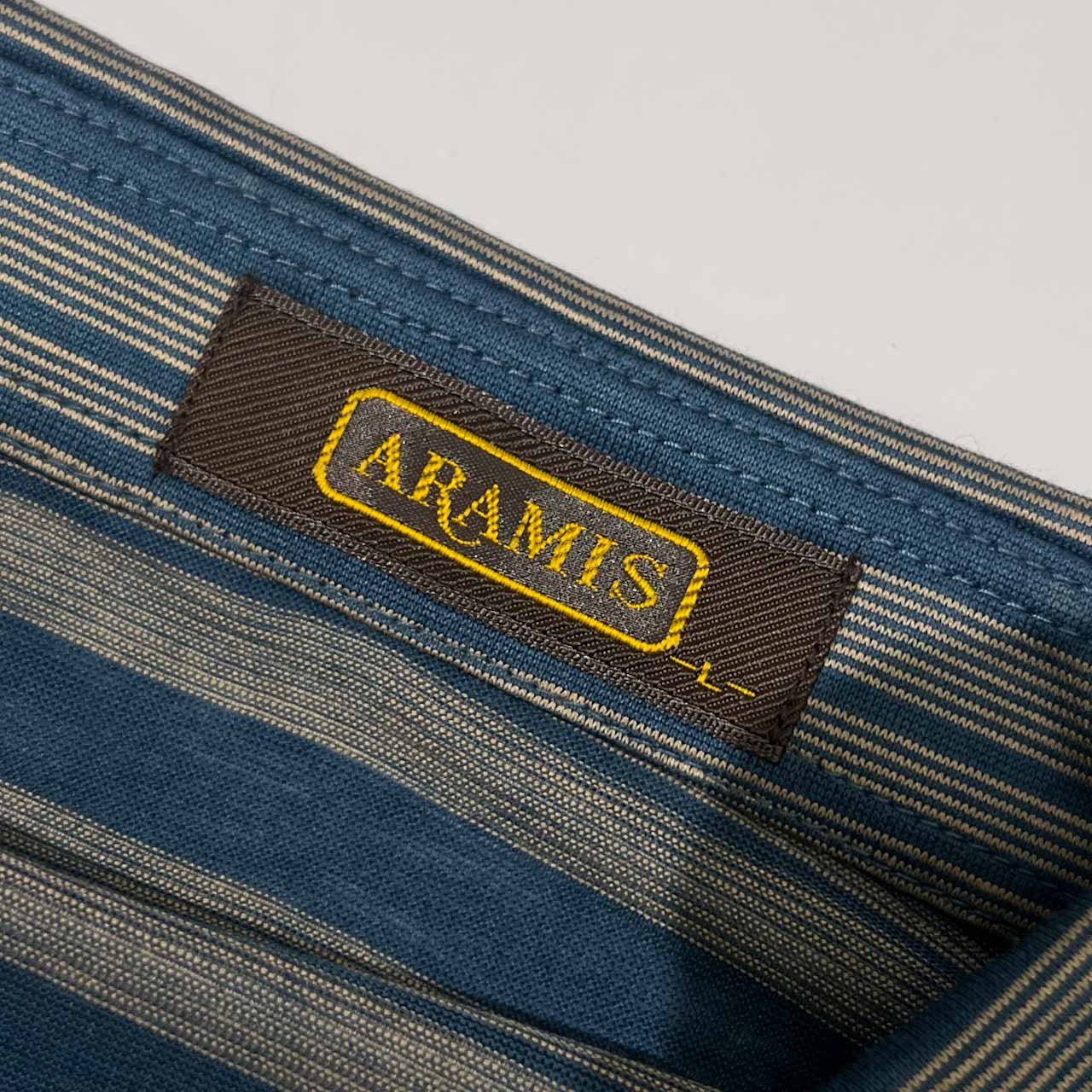 ARAMIS アラミス ボーダー 半袖 ポロシャツ L/ブルー系 メンズ