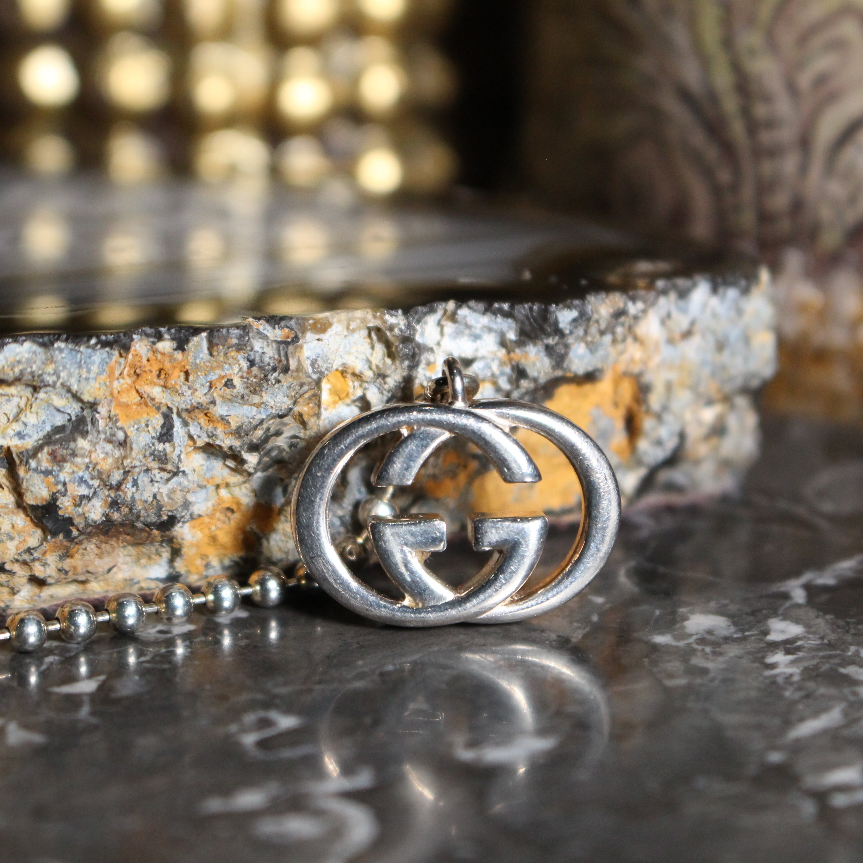 GUCCI GG LOGO CHAIN DESIGN SILVER NECKLACE/グッチGGロゴ GUCCI GG LOGO CHAIN DESIGN SILVER NECKLACE/グッチGGロゴ