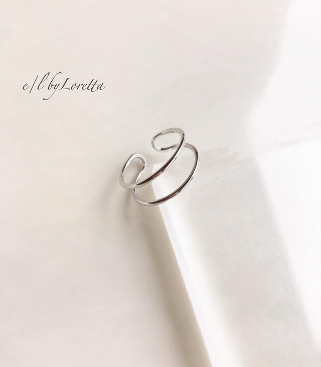 Silver925 W line Ring  0052