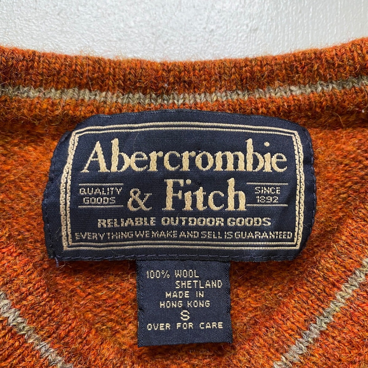 90年代 Abercrombie & Fitch Vネック ウールニットセーター メンズM 