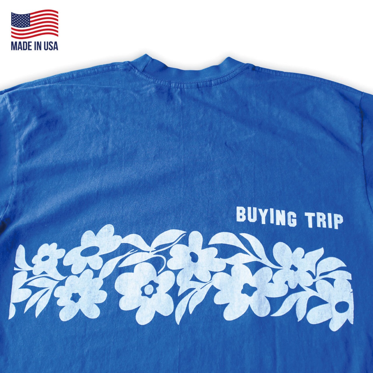 【BUYING TRIP】"Flower" Garment Dye Long Sleeve T-shirt (ROYAL BLUE DYED)