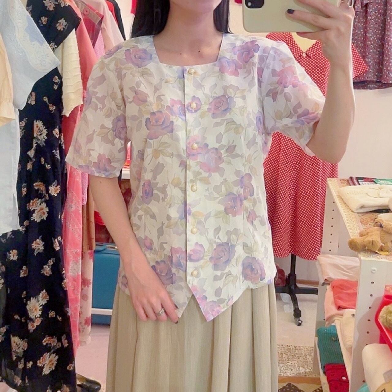 water color rose blouse