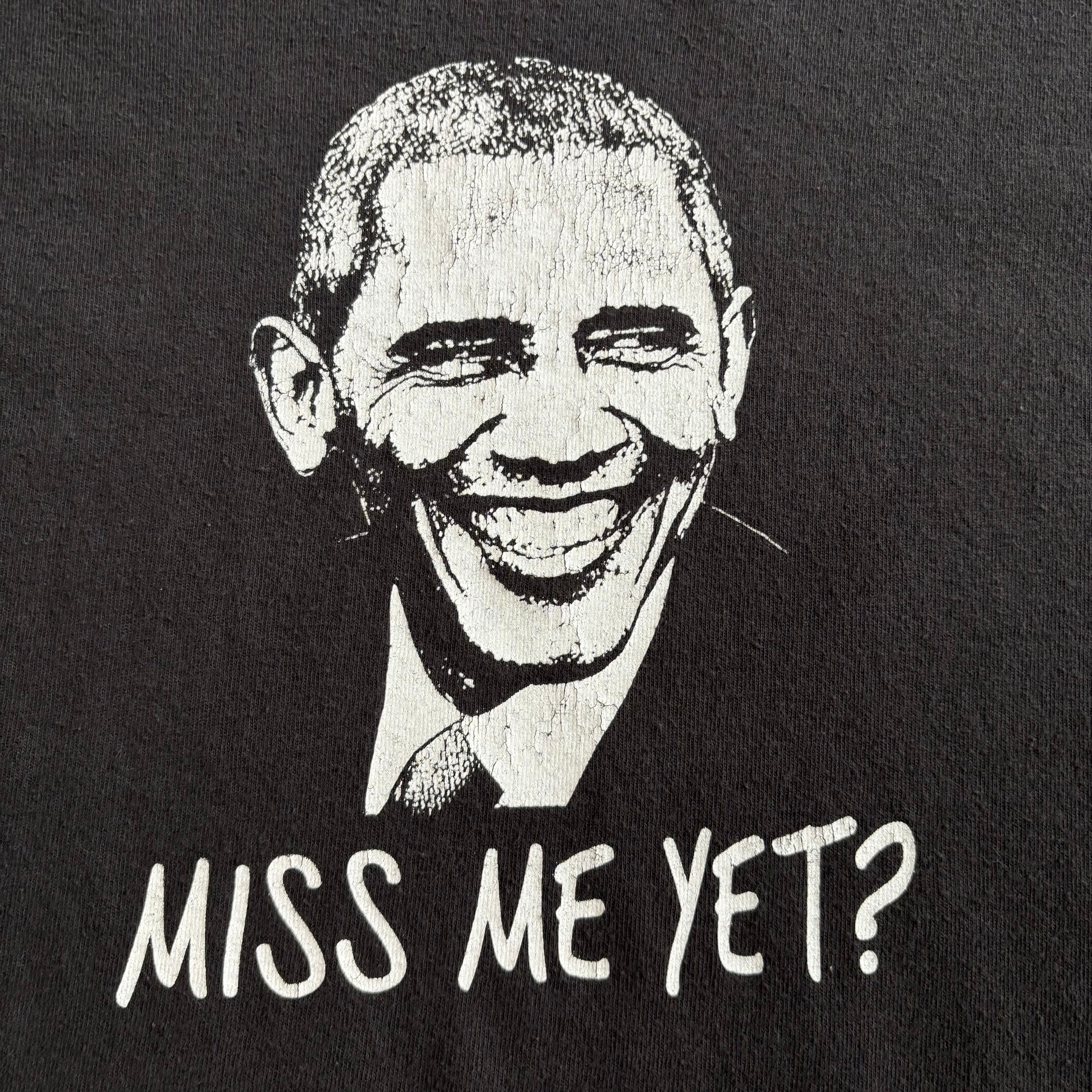 《2XLsize》オバマ 大統領 『僕に会えなくて寂しい?(miss me yet?)』Tシャツ no.3144