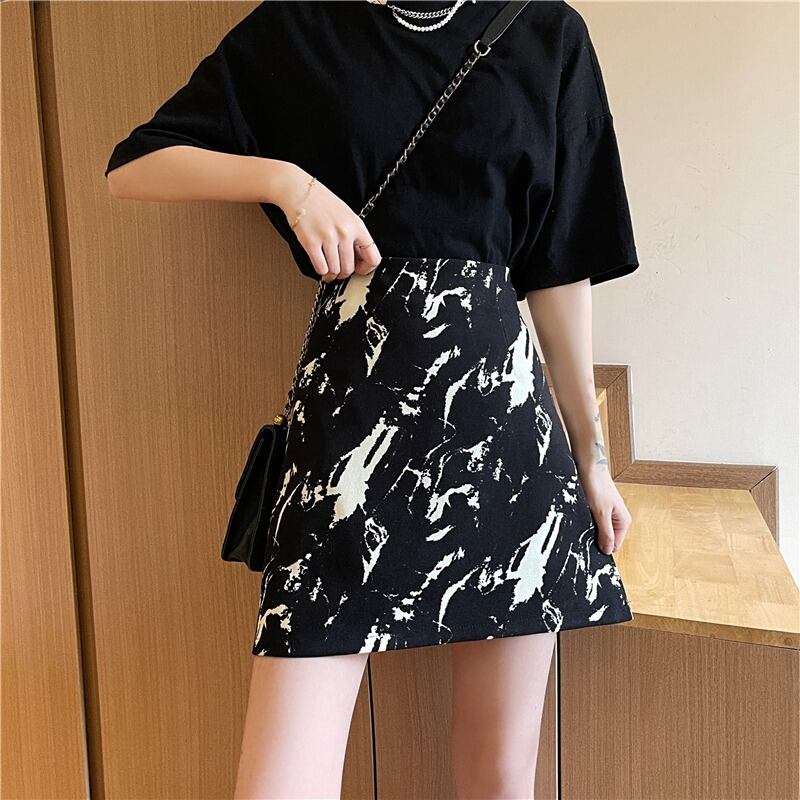 Aラインスカート サマー薄手スタンダードハイウェストショート レトロ 夏物 1号婦人30547443881