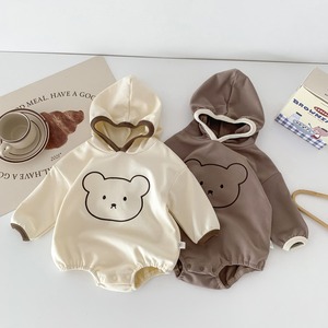 【秋作】くまさんロンパース　全2色