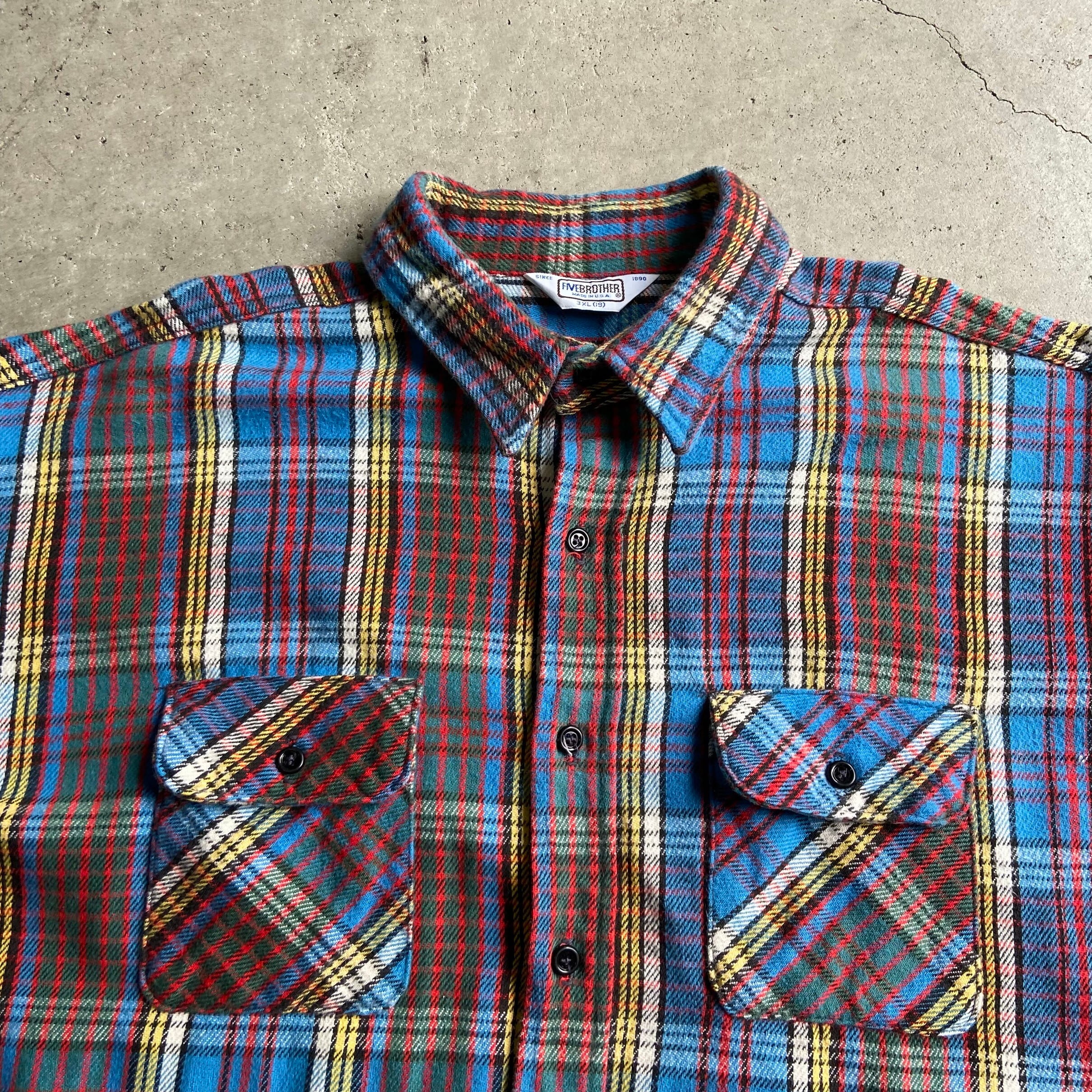 ビッグサイズ 70年代〜80年代 USA製 チェック柄 長袖 ヘビーネルシャツ