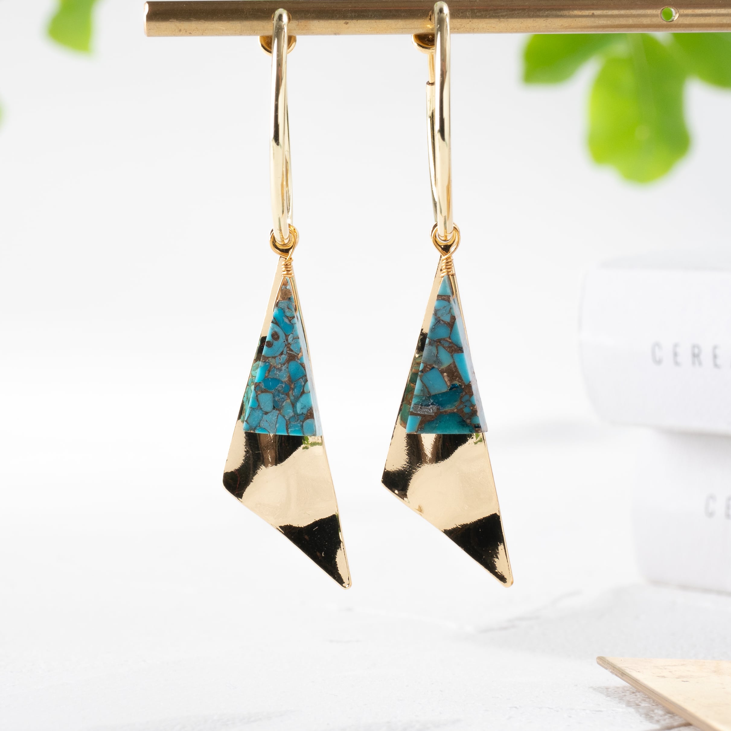 ターコイズの大三角形 4wayフープイヤリング(ピアス) | lemonsoda091