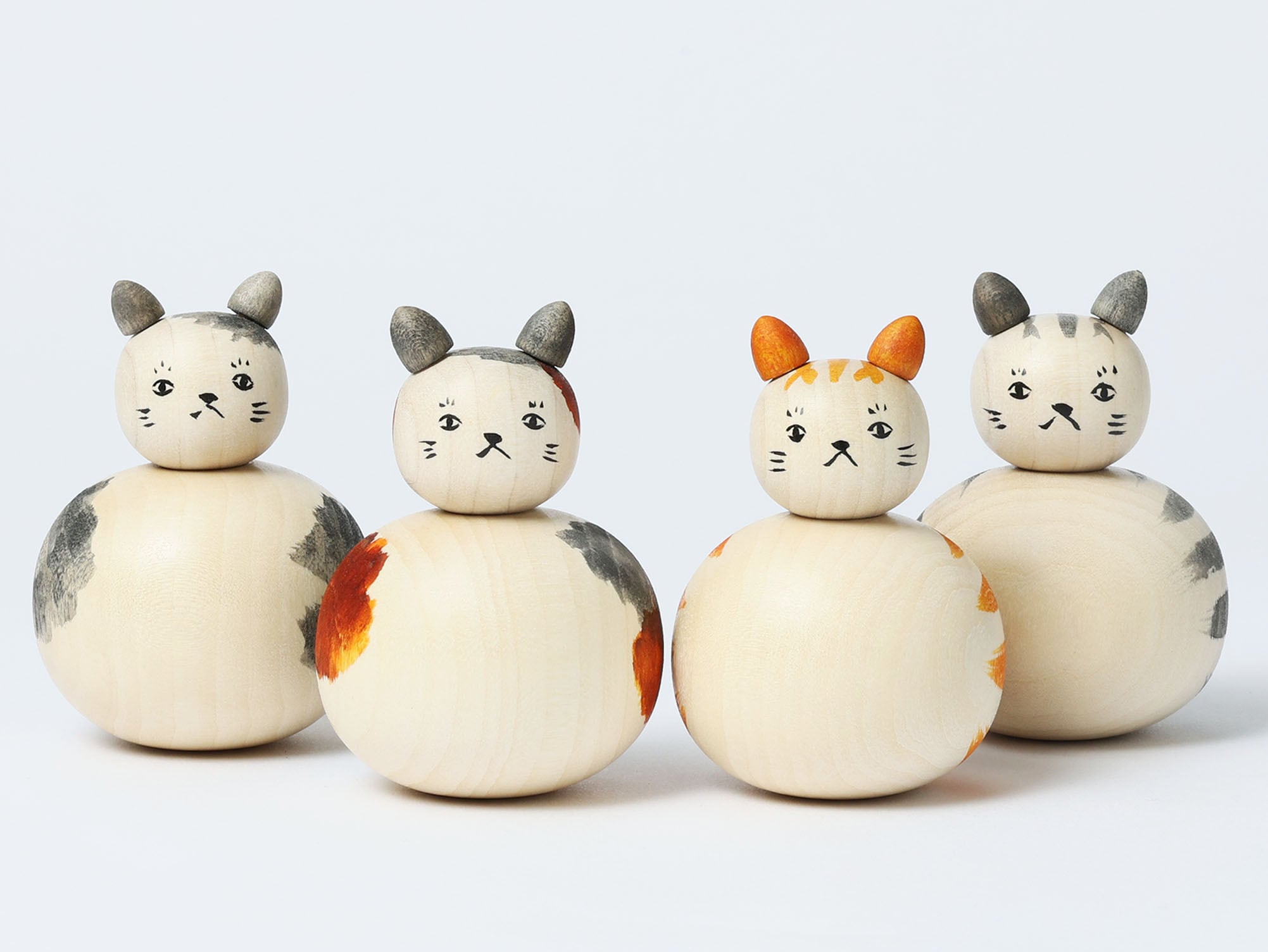 猫こけし-12】遠刈田系 小山芳美工人 7.5cm | Cat kokeshi doll, by