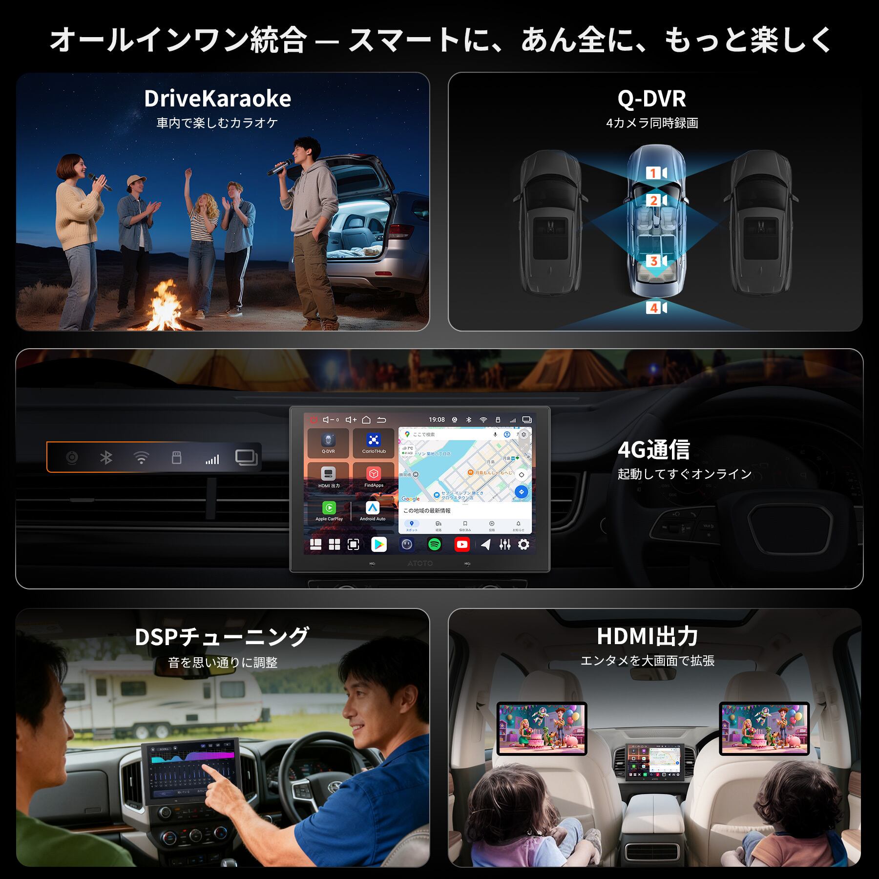 V10G211OC 6G+128G ,4G LTE 10インチフルタッチ 2Din Android 14.0c