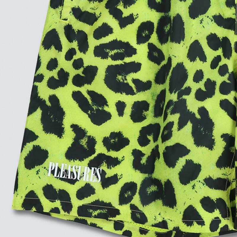 【PLEASURES/プレジャーズ】LEOPARD RUNNING SHORT ショートパンツ / LIME グリーン | AnKnOWn LAB  powered by BASE