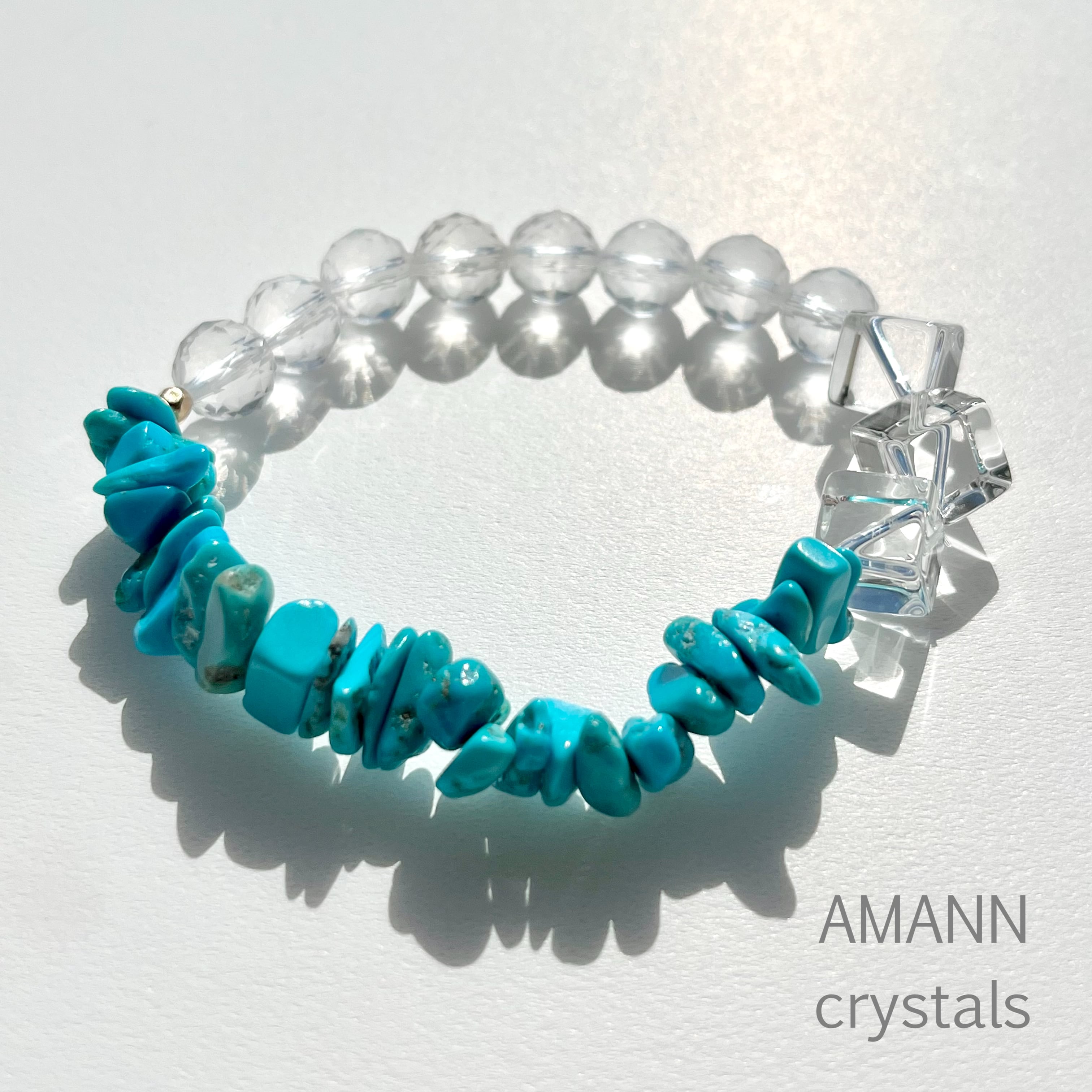 癒しと守り］スリーピングビューティーターコイズ×水晶×ミルキー