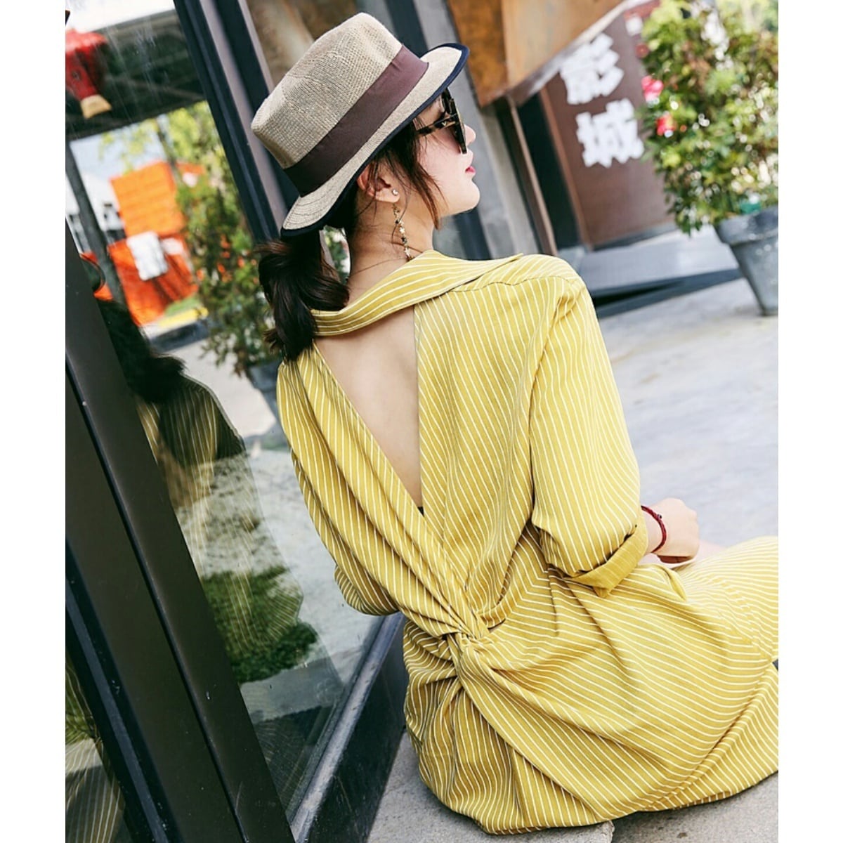 ガニー ストライプシャツドレス ワンピース イエロー 【公式通販】