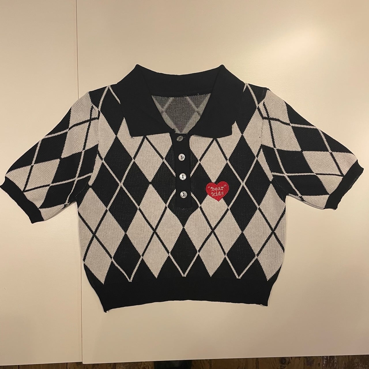 総柄 XS アーガイル argyle タグ付き 新品 ベージュ 5-