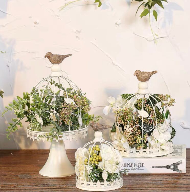 【3set】【flower set】Antique white birdcage【m197】