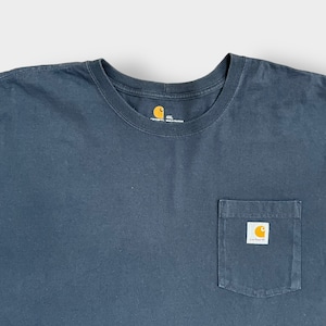 【Carhartt】4XL ビッグシルエット Tシャツ T-SHIRT ポケットTシャツ ポケT 半袖 ワンポイント カーハート グレー系 ゆるだぼ US古着