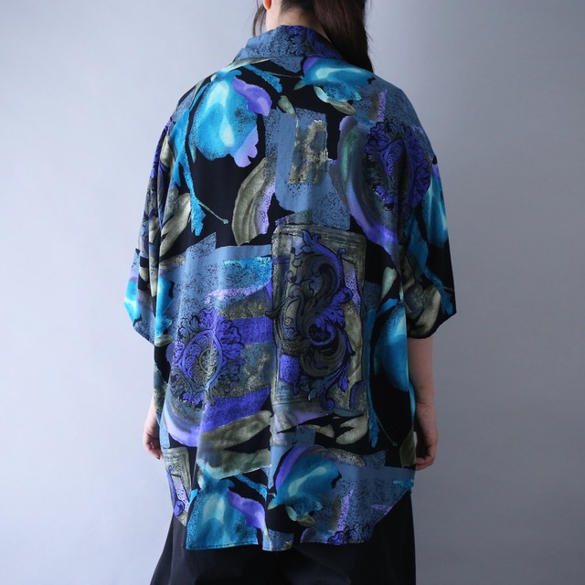 cold coloring full art pattern over silhouette h/s shirt