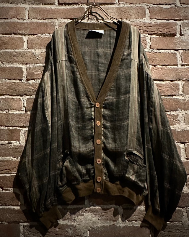 【Caka act3】80’s-90’s "Gran Sasso" Multi Coloring Check Pattern Euro Vintage Cardigan Type Jacket