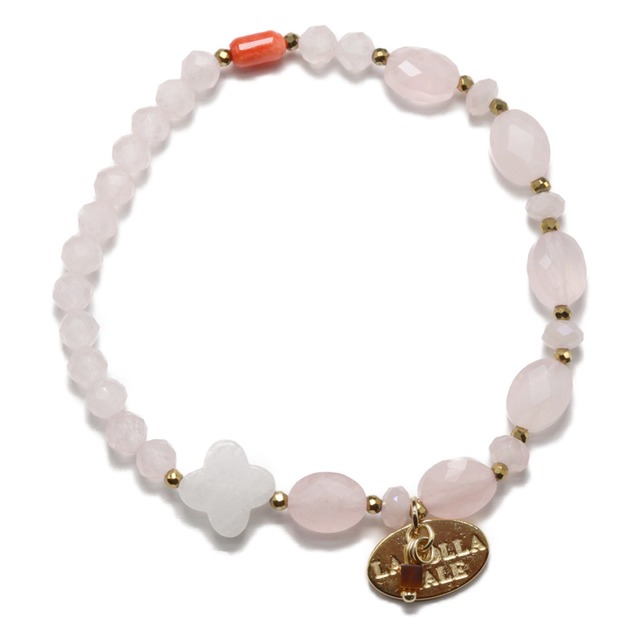 【Blooming Pink Roses】ローズクォーツ×スパイニーオイスターシェル ブレスレット