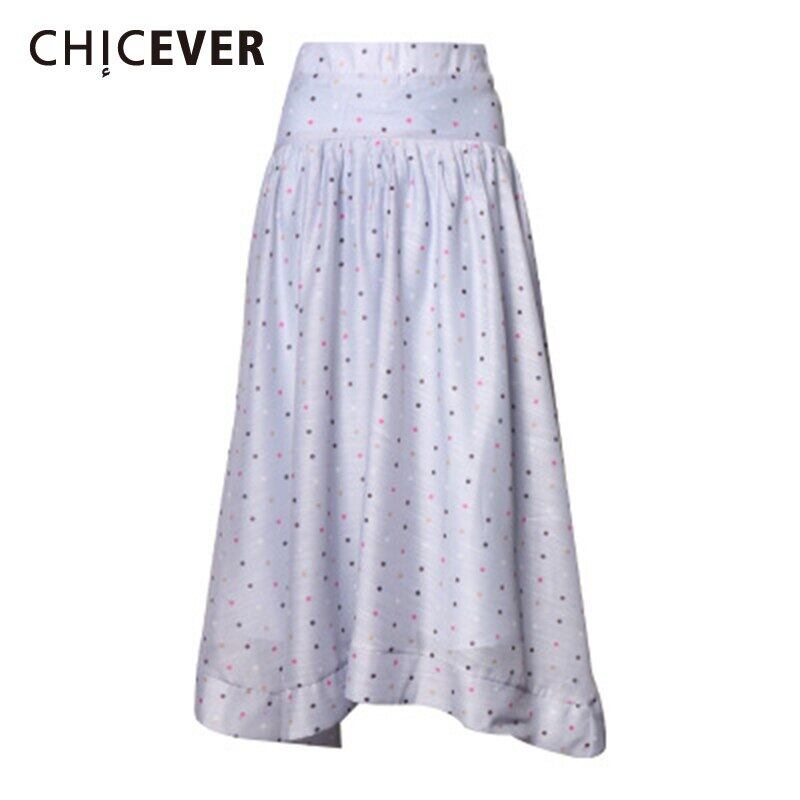 CHICEVERドットスカートレディースウエストヒットカラーAラインシャーリングルーズミッドスカート2021オータムタイド 秋物 6base598482600195