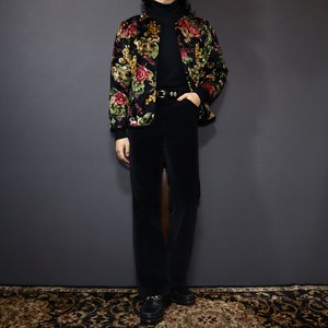 European flower pattern quilting "velours" design jacket