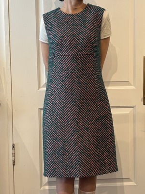 PRADA / vintage tweed sleeveless dress.