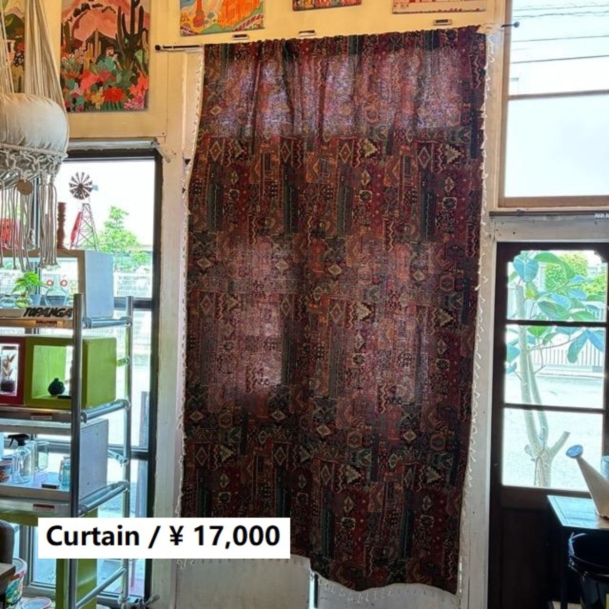 TOPANGA Homefurnishing ジャガードキリムフリンジカーテン 150×240cm 