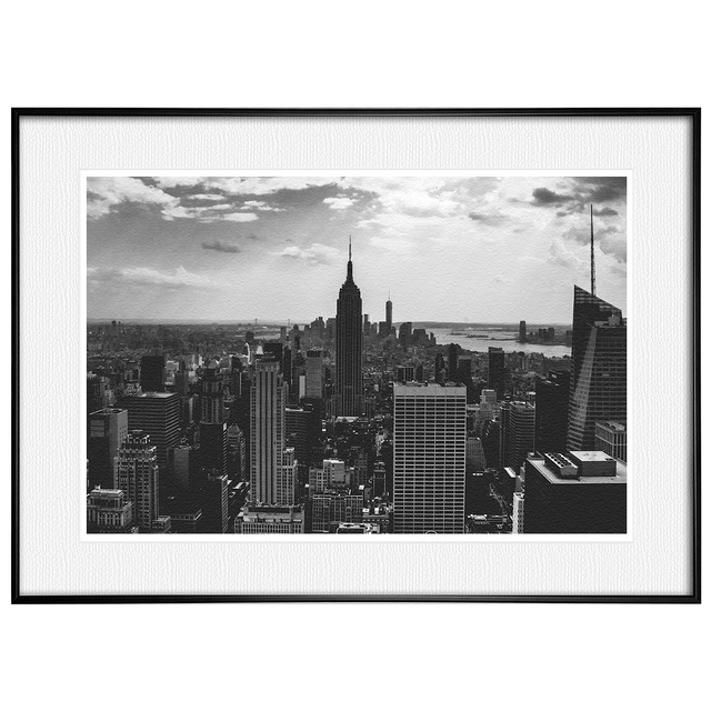 アメリカ写真 ニューヨーク エンパイア・ステート・ビル インテリア モノクロアートポスター額装 AS0011