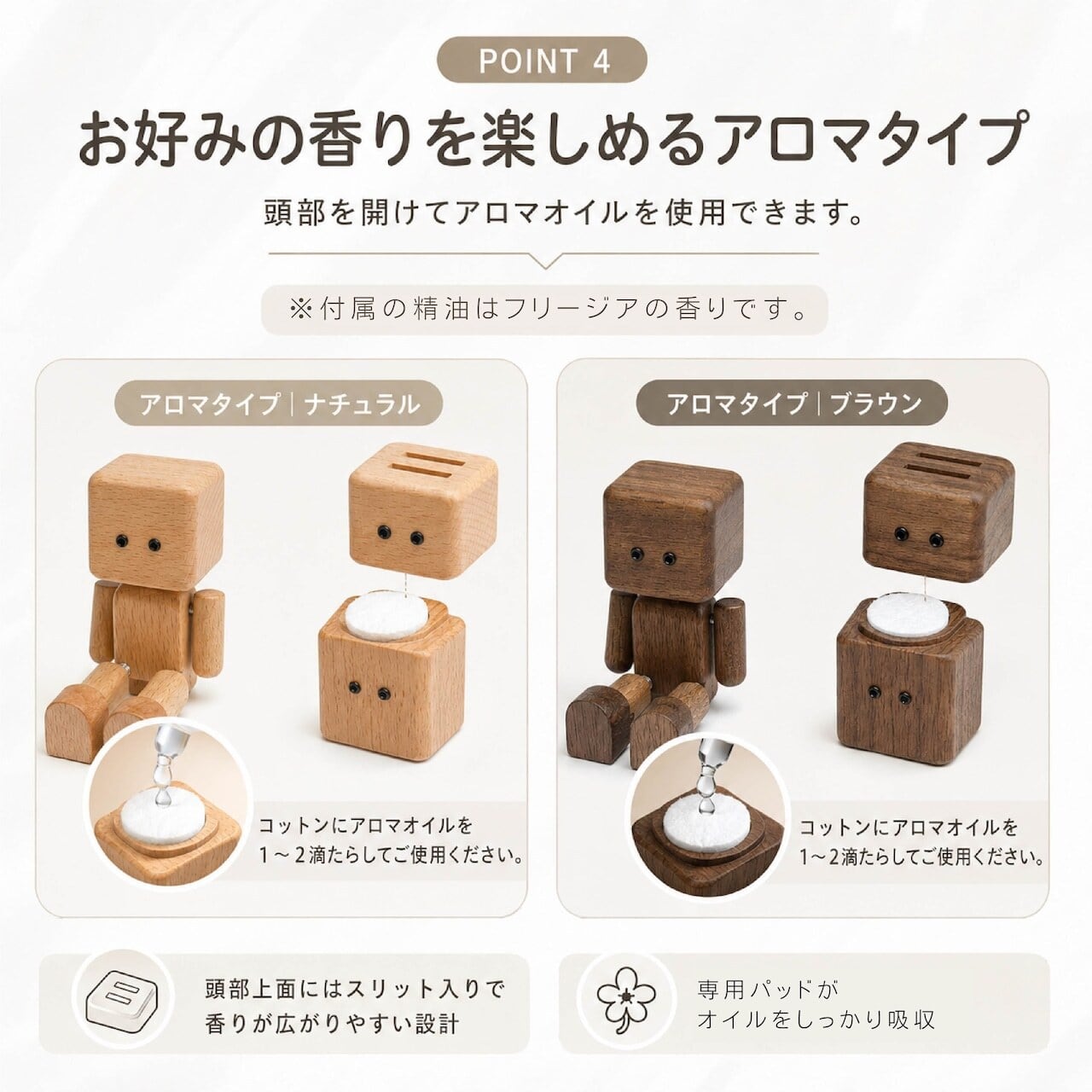 G128.木製ロボット 車内アクセサリー 車用アロマディフューザー 無香料