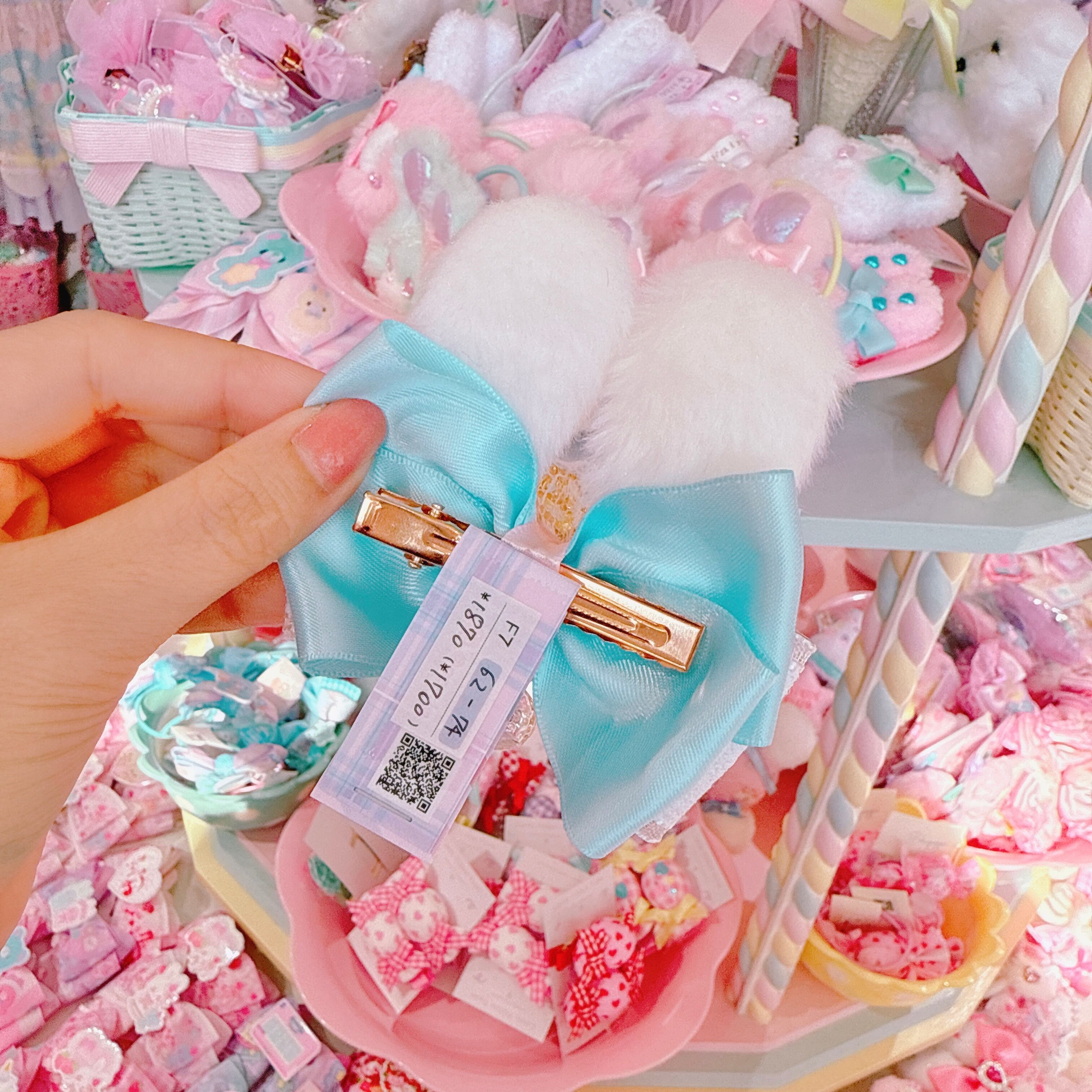 【F7】62-74うさ耳リボンヘアクリップ