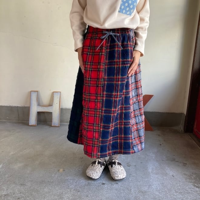 快晴堂 レディース スカート タータンフォーエバー パッチワークの