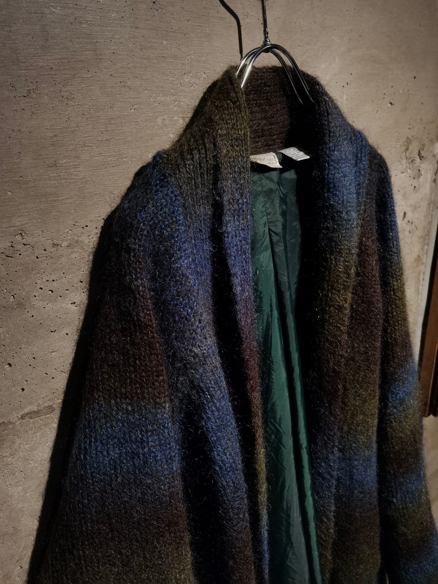 Caka】Beautiful Gradation Border Pattern Vintage Mohair Mix Gown 